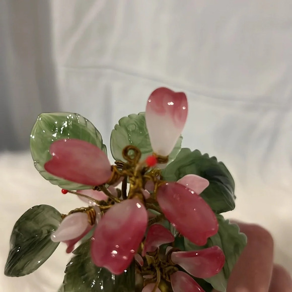 Vintage Jade Glass Flowering Tree - Picture 2 of 5